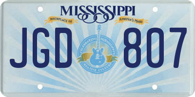 MS license plate JGD807
