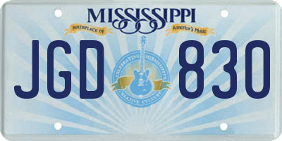 MS license plate JGD830