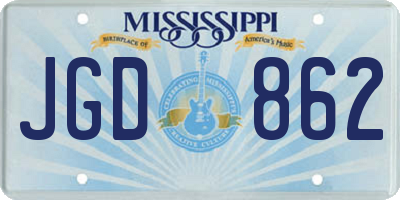 MS license plate JGD862
