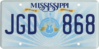 MS license plate JGD868