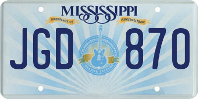 MS license plate JGD870