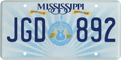 MS license plate JGD892