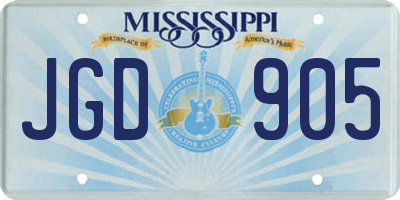 MS license plate JGD905