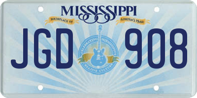 MS license plate JGD908