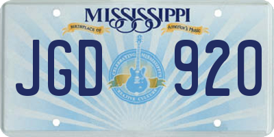 MS license plate JGD920