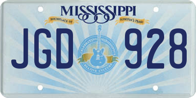 MS license plate JGD928