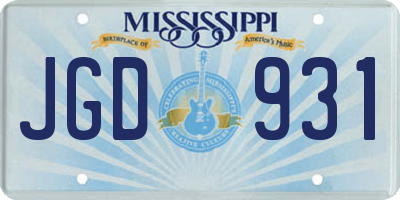 MS license plate JGD931