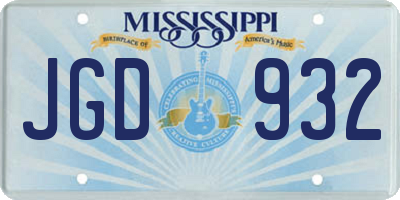 MS license plate JGD932