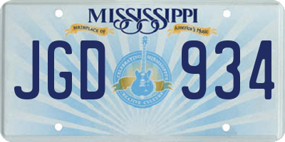 MS license plate JGD934