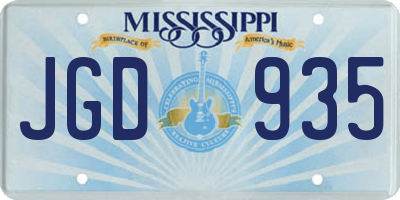 MS license plate JGD935