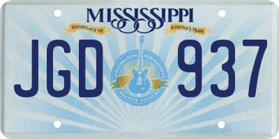 MS license plate JGD937