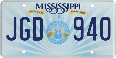 MS license plate JGD940