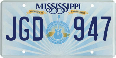 MS license plate JGD947