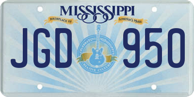 MS license plate JGD950