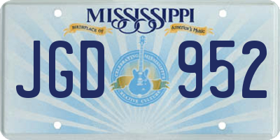 MS license plate JGD952