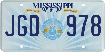 MS license plate JGD978