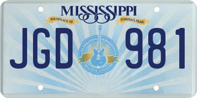 MS license plate JGD981