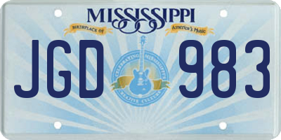 MS license plate JGD983