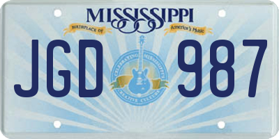 MS license plate JGD987