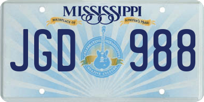 MS license plate JGD988