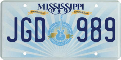 MS license plate JGD989