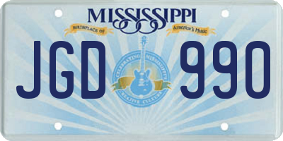MS license plate JGD990