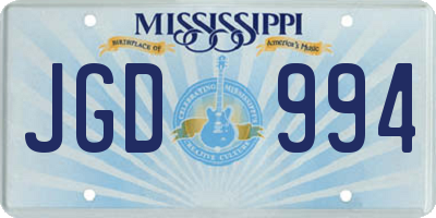 MS license plate JGD994