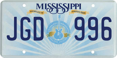 MS license plate JGD996