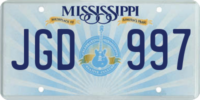 MS license plate JGD997