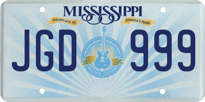 MS license plate JGD999