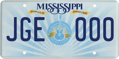 MS license plate JGE000