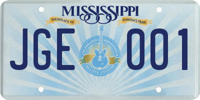 MS license plate JGE001