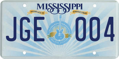 MS license plate JGE004