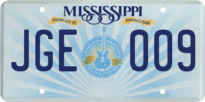 MS license plate JGE009