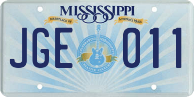 MS license plate JGE011