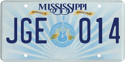 MS license plate JGE014