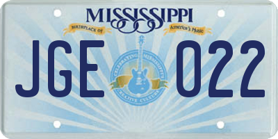 MS license plate JGE022