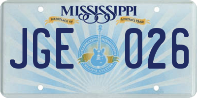 MS license plate JGE026