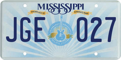 MS license plate JGE027