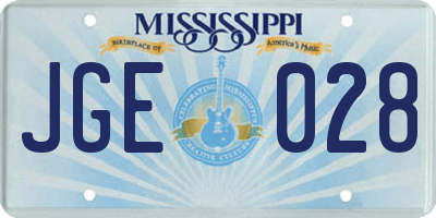 MS license plate JGE028