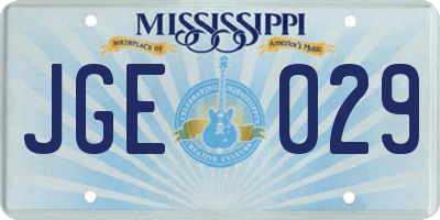 MS license plate JGE029