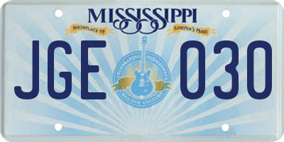 MS license plate JGE030