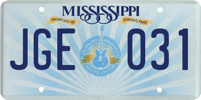 MS license plate JGE031