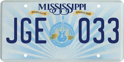 MS license plate JGE033