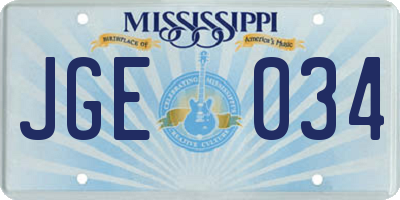 MS license plate JGE034