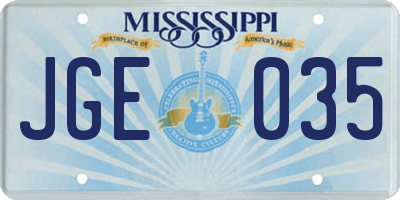 MS license plate JGE035