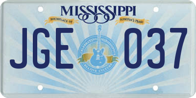 MS license plate JGE037