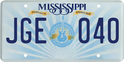 MS license plate JGE040