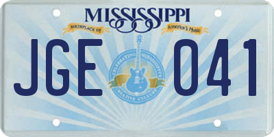 MS license plate JGE041