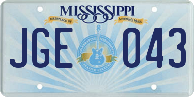 MS license plate JGE043